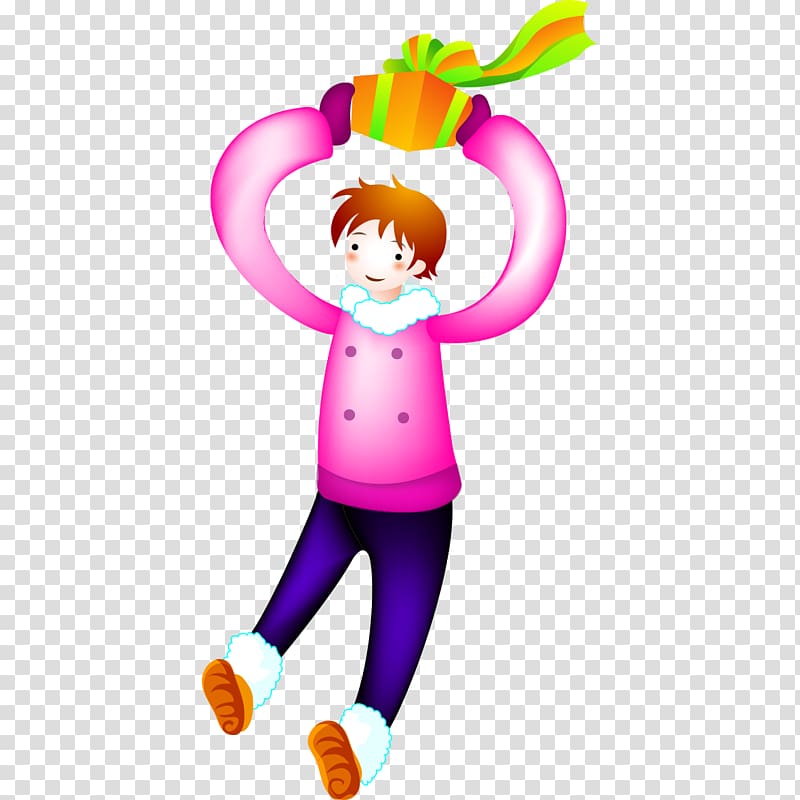 Gift , Boy holding a gift transparent background PNG clipart