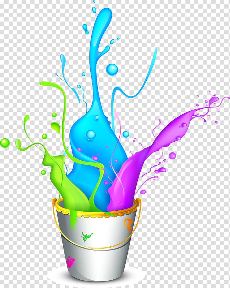 Holi , Colorful bucket paint transparent background PNG clipart