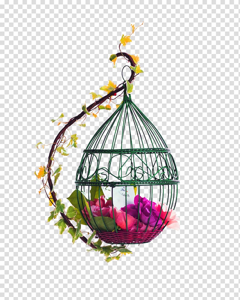 Birdcage Poster, Red fresh bird cage flowers decorative patterns transparent background PNG clipart