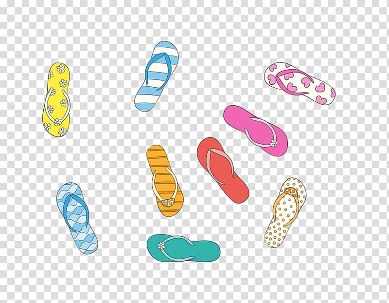 assorted flip-flops illustration, Sandy Beach Slipper Flip-flops, Beach slippers transparent background PNG clipart