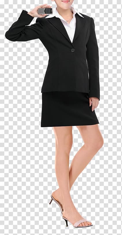 Blazer Suit Uniform Clothing, 2107 black suit hostesses transparent background PNG clipart