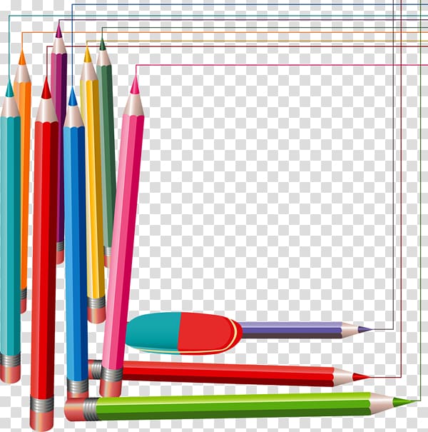 color pencils illustration, Pencil , Creative pencil frame transparent background PNG clipart