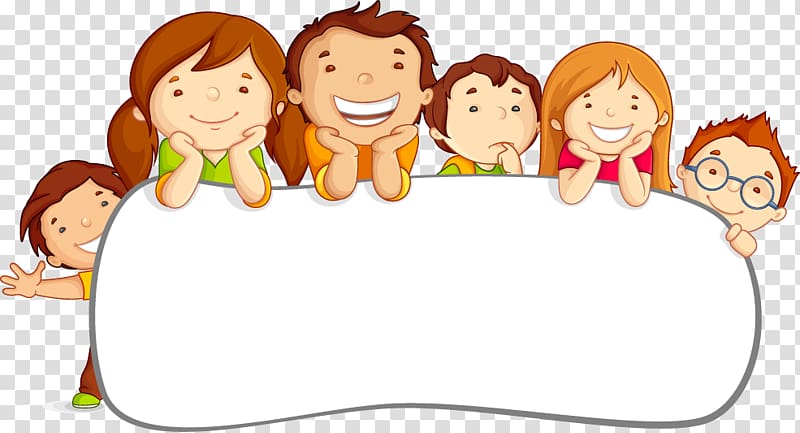 Child Cartoon Illustration, Card child children cute border, six children on white pad illustration transparent background PNG clipart