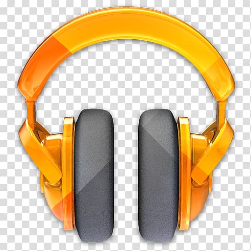 electronic device headphones yellow, Google Play Music, gold and gray headphones illustration transparent background PNG clipart