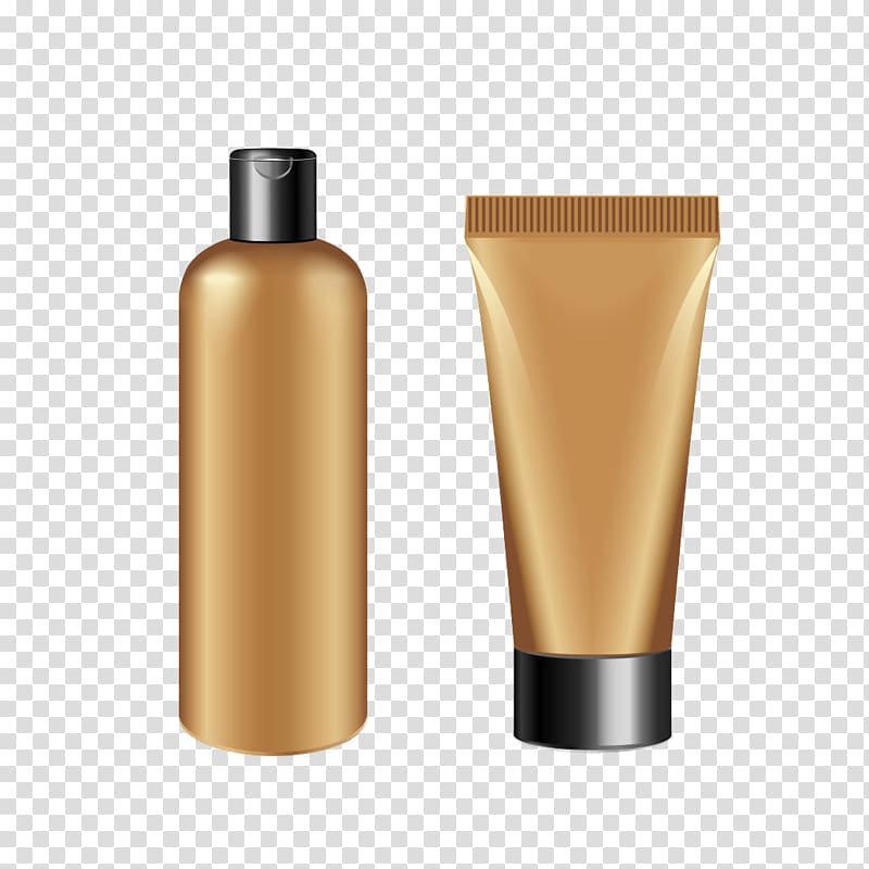 brown plastic bottle and soft-tube, Cosmetics Bottle Make-up, Brown cosmetic bottles transparent background PNG clipart