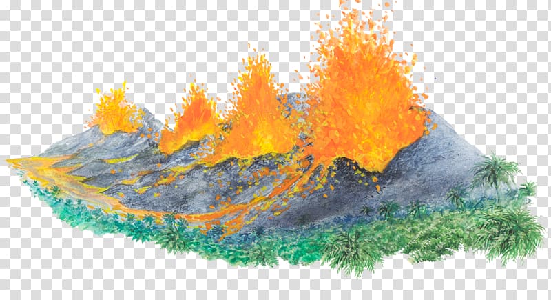 Volcano Rock Ejecta Illustration, Jungle volcano eruption transparent background PNG clipart