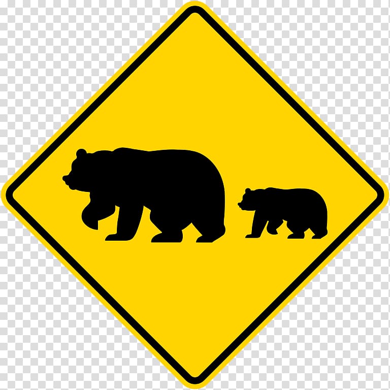Beware of Bears! Traffic sign Warning sign, bear transparent background PNG clipart