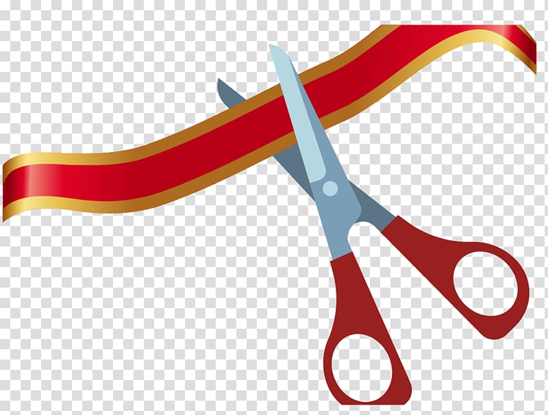 Grand Opening Banner With Cut Red Ribbon And Gold Scissors. Vector