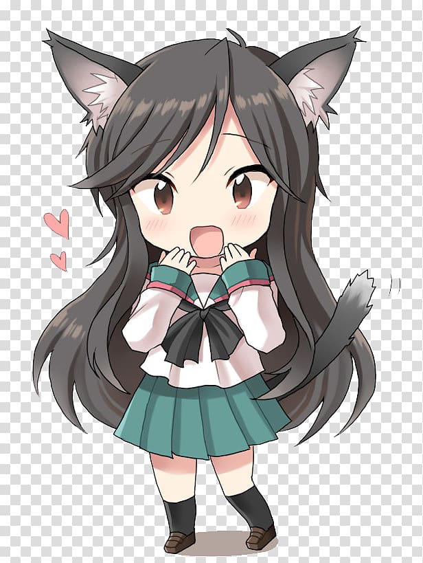 Chibi Catgirl Anime Drawing, Chibi transparent background PNG clipart
