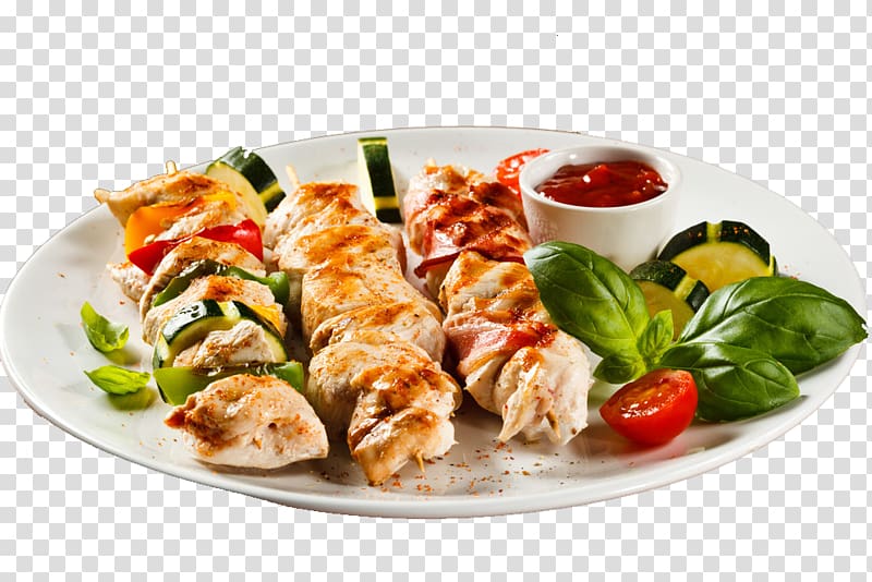 skewered food with sauce, Kebab Barbecue Chicken curry Chicken meat Dish, barbecue transparent background PNG clipart