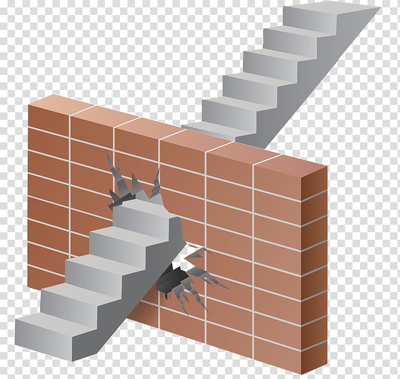 Brick Wall Drawing Illustration, The illustration broke through the brick wall transparent background PNG clipart