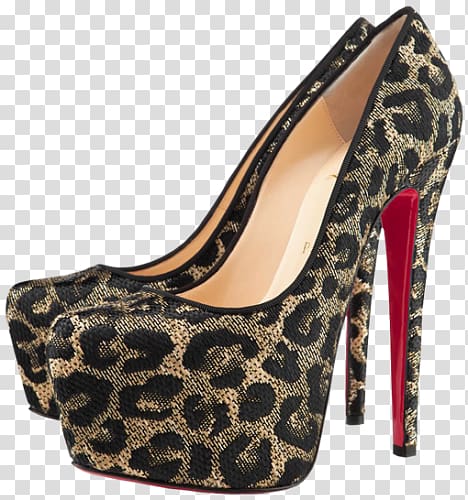 Leopard High-heeled footwear Court shoe Designer , Cartoon painted women\'s leopard high heels transparent background PNG clipart