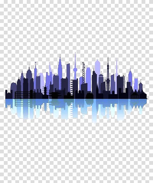 Oriental Pearl Tower Silhouette Cartoon, City Silhouette transparent background PNG clipart