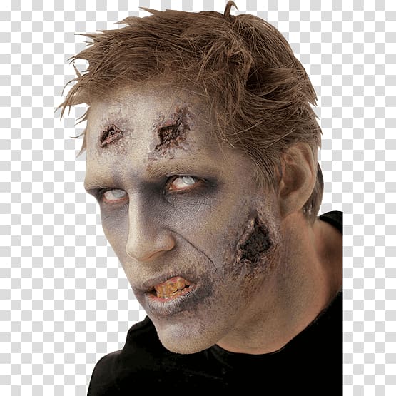 Zombie Night of the Living Dead Latex Costume Make-up, zombie transparent background PNG clipart