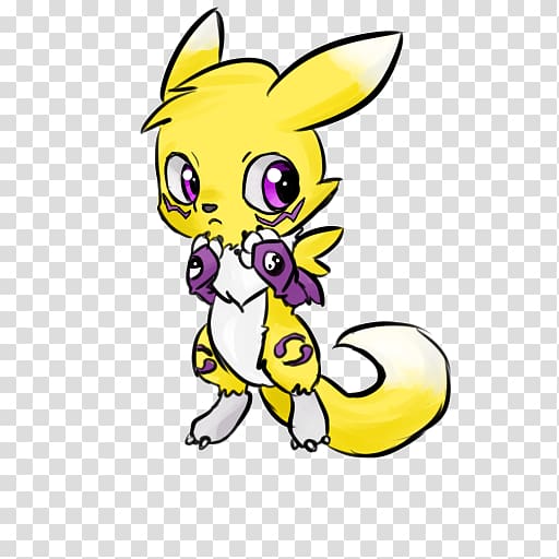 Renamon Digimon Character Line art Yellow, Digimon Tamers transparent background PNG clipart
