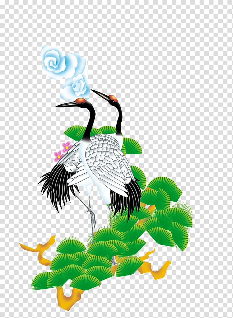 Chinese New Year Lunar New Year, Crane transparent background PNG clipart
