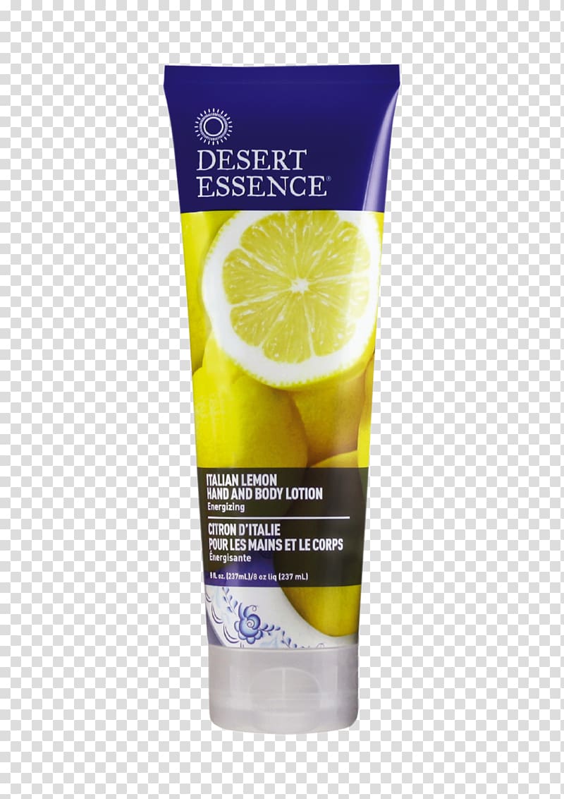 Desert Essence Coconut Hand and Body Lotion Lemon Shampoo Cream, lemon transparent background PNG clipart