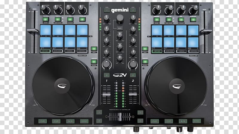 DJ controller Gemini G2V Disc jockey MIDI Controllers Audio Mixers, Virtual DJ transparent background PNG clipart