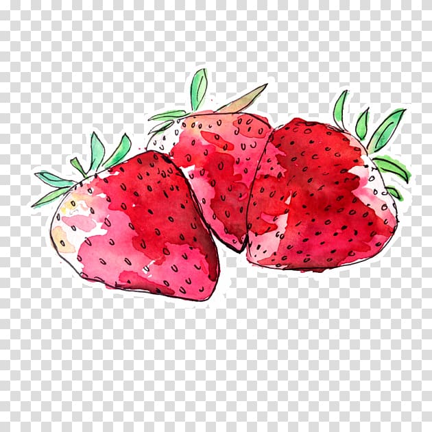 three strawberry fruits , Watercolor Painting Techniques Watercolour Painting Techniques Drawing Fruit, watercolor apple transparent background PNG clipart