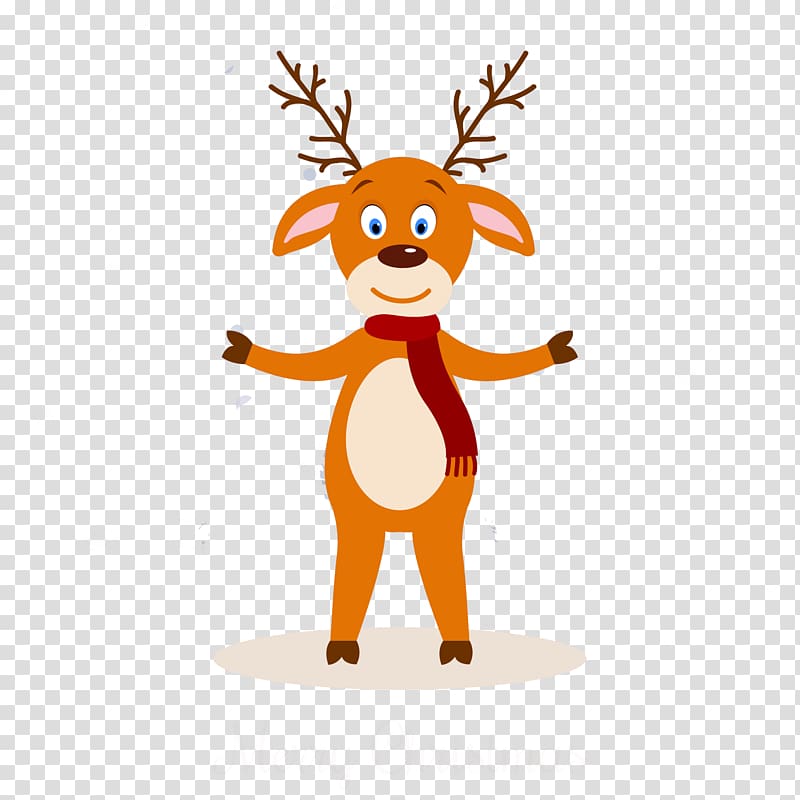 Rudolph Reindeer Elk Santa Claus Drawing, Cartoon Christmas reindeer snow material transparent background PNG clipart