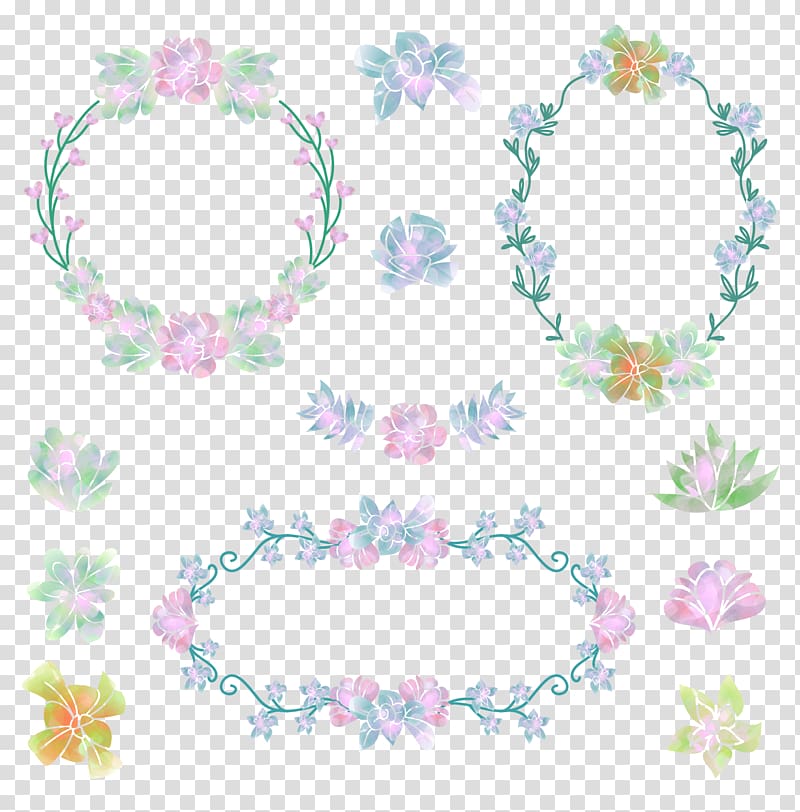 pink and yellow flower wreaths illustration, Flower Wreath Garland Wedding, Watercolor wedding garland plants transparent background PNG clipart