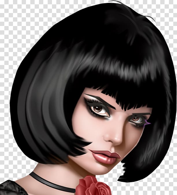 Black hair Lace wig Bob cut, hair transparent background PNG clipart