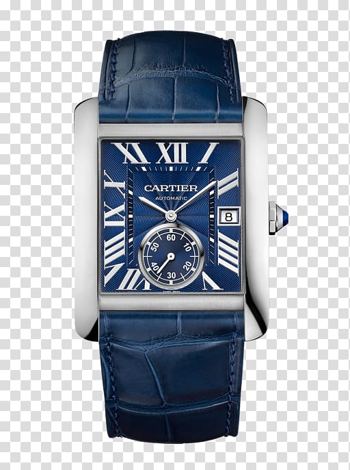 Cartier Tank Watch Jewellery Movement, Blue Cartier watch watches men\'s watches transparent background PNG clipart