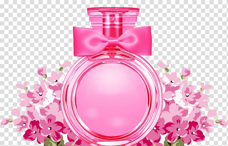 pink fragrance bottle art, Perfume Bottle, Pink flowers perfume bottle transparent background PNG clipart