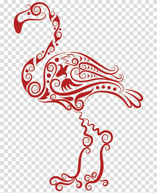 Tattoo Flamingo Drawing Illustration, Red flamingo transparent background PNG clipart