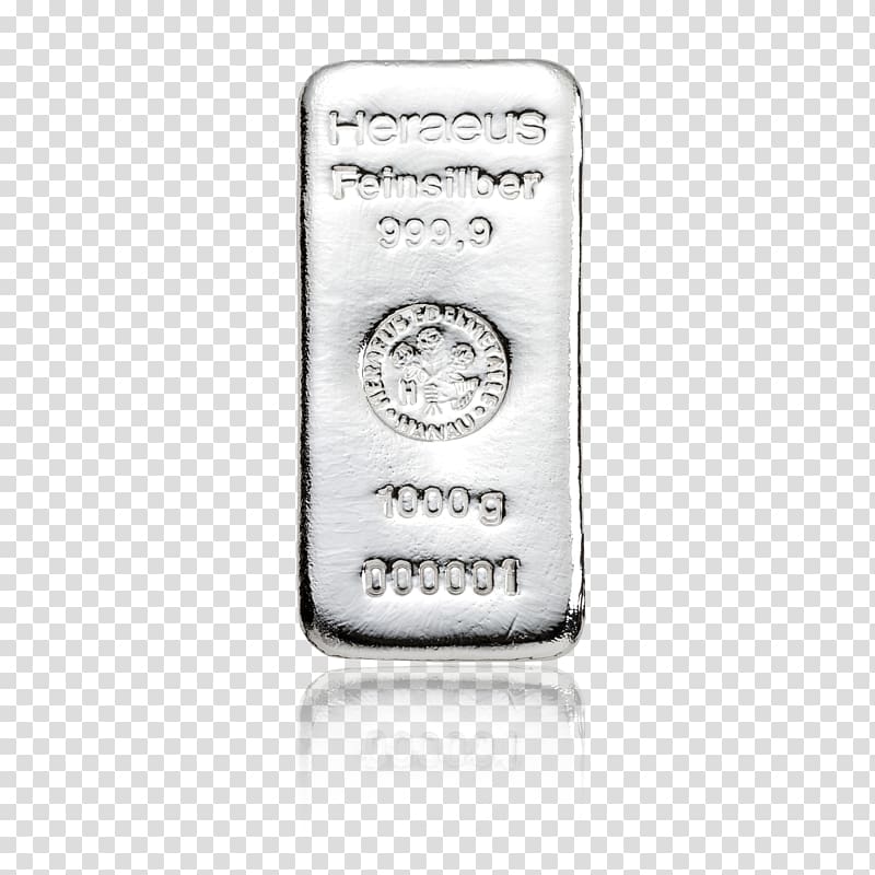 Silver Precious metal Ingot Heraeus Noble metal, silver bar transparent background PNG clipart
