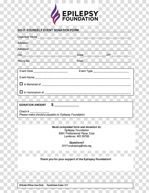 Donation Fundraising Epilepsy Foundation Form Template, running marathon transparent background PNG clipart