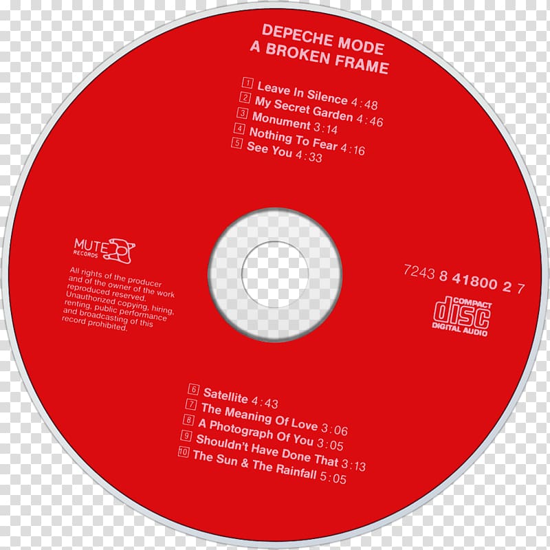 Compact disc A Broken Frame Depeche Mode Music Album, Depeche Mode transparent background PNG clipart