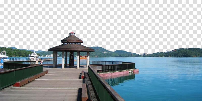sun moon lake pier pavilion transparent background PNG clipart