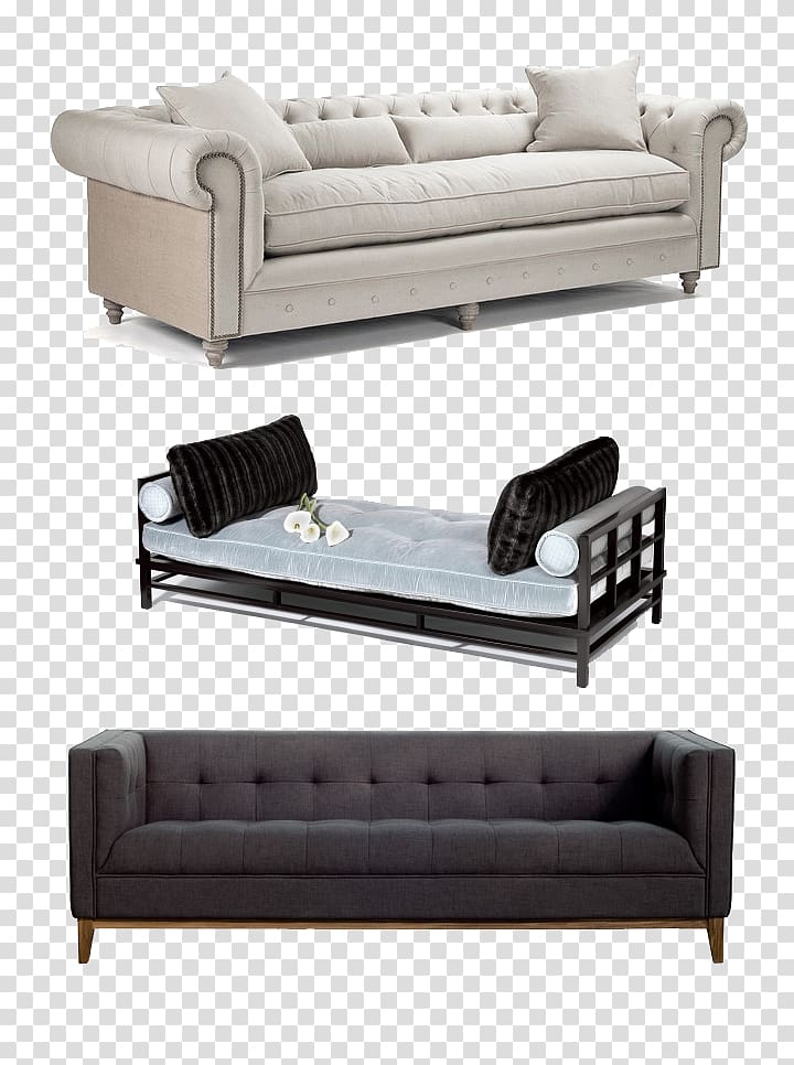 Couch Linen Tufting Furniture Living room, 3 Sofa transparent background PNG clipart