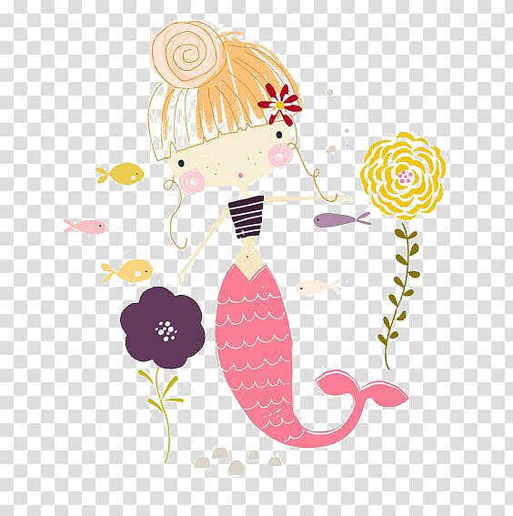 mermaid and fish , The Little Mermaid Child Fairy tale Illustration, Mermaid transparent background PNG clipart