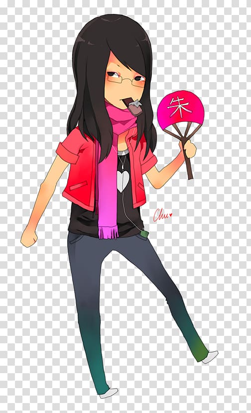 Cartoon Black hair Character Pink M, CHU transparent background PNG clipart
