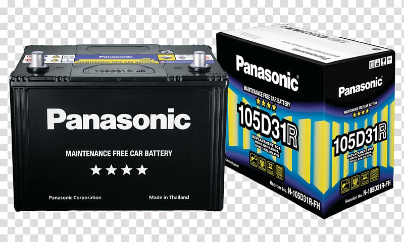 Car Automotive battery Panasonic Maintenance, battery transparent background PNG clipart