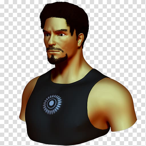 man in black tank top illustration, shoulder neck t shirt facial hair, Tony Stark transparent background PNG clipart