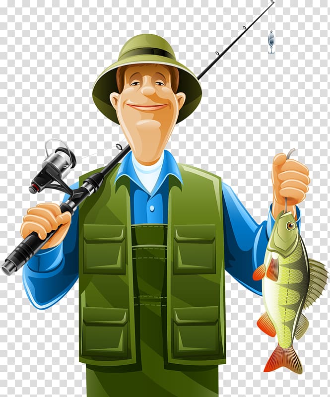 Fisherman Fishing rod Cartoon, Fishing master transparent background PNG clipart