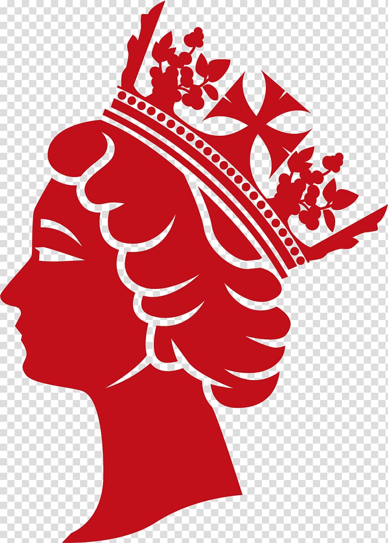 Queen Elizabeth of Wales silhouette logo, British Royal Family Icon, Red Queen transparent background PNG clipart