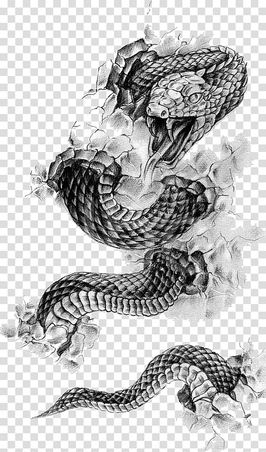 snake , Rattlesnake Tattoo Flash Black-and-gray, snake transparent background PNG clipart