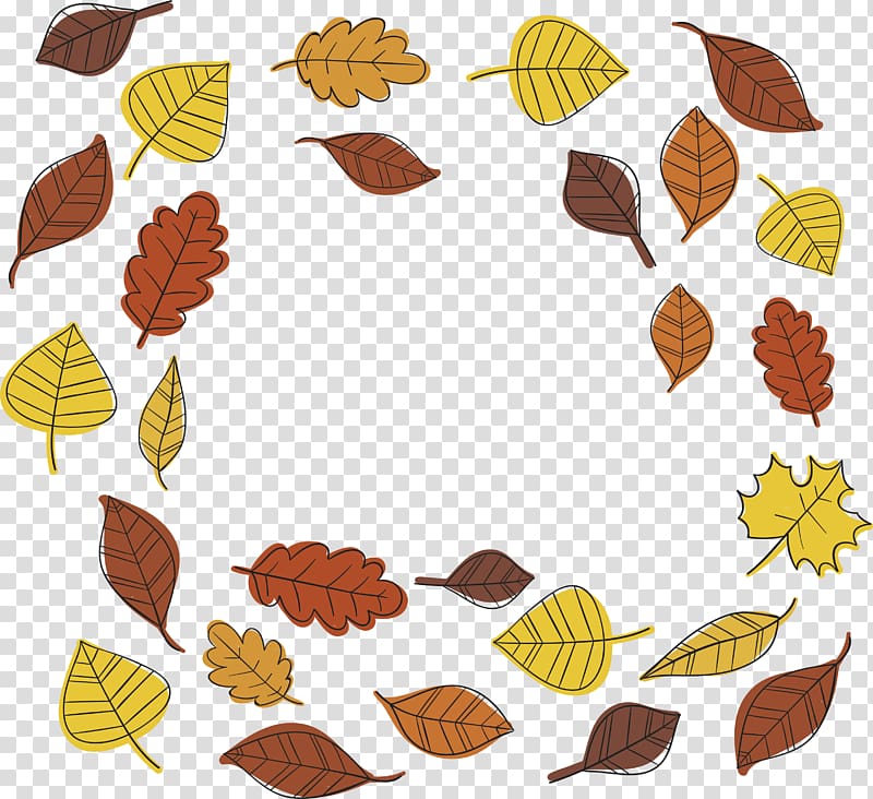 Autumn Leaf Deciduous, Hand-painted autumn leaves title box transparent background PNG clipart