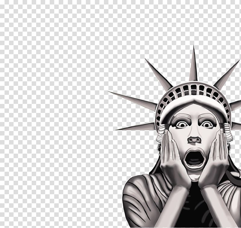 Statue of Liberty Cartoon, Only the goddess surprised transparent background PNG clipart