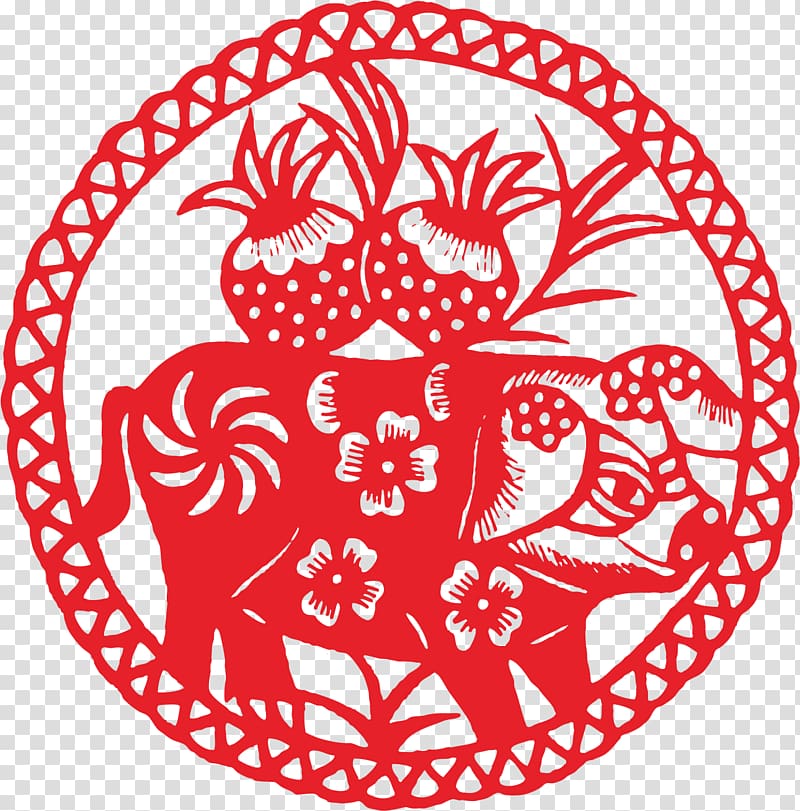 Domestic pig Chinese zodiac Papercutting , pig transparent background PNG clipart