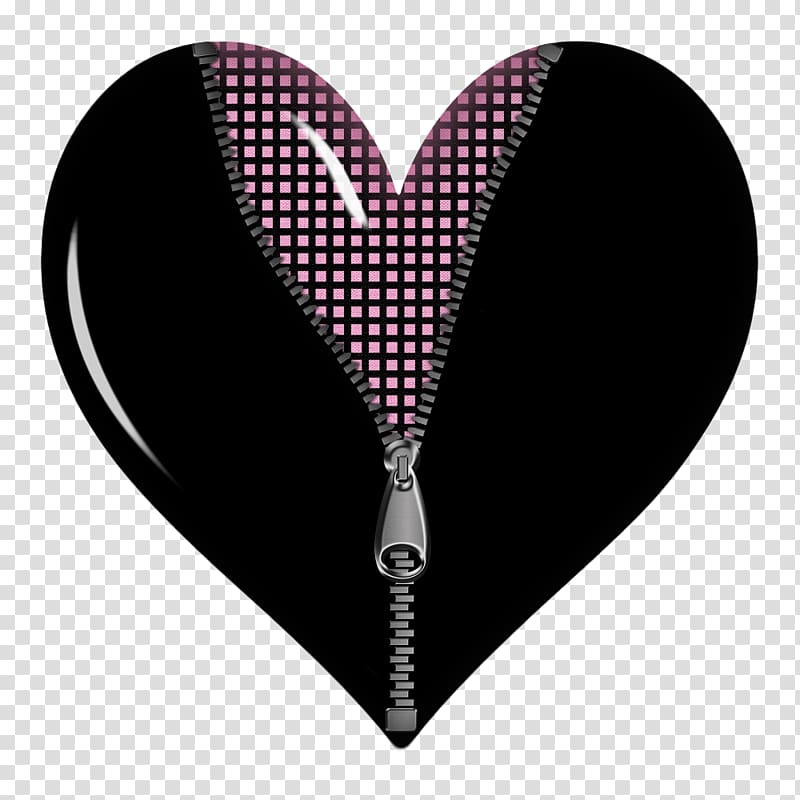 black zip-up jacket heart illustration, Heart , Black Zipped Heart transparent background PNG clipart
