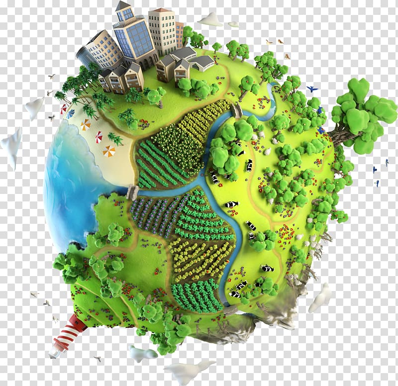 Earth , Creative green grass global village transparent background PNG clipart