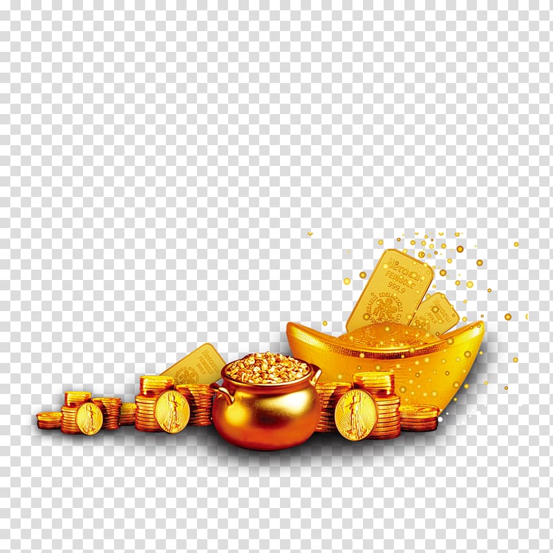 gold treasure , Gold u5143u5b9d, Gold transparent background PNG clipart
