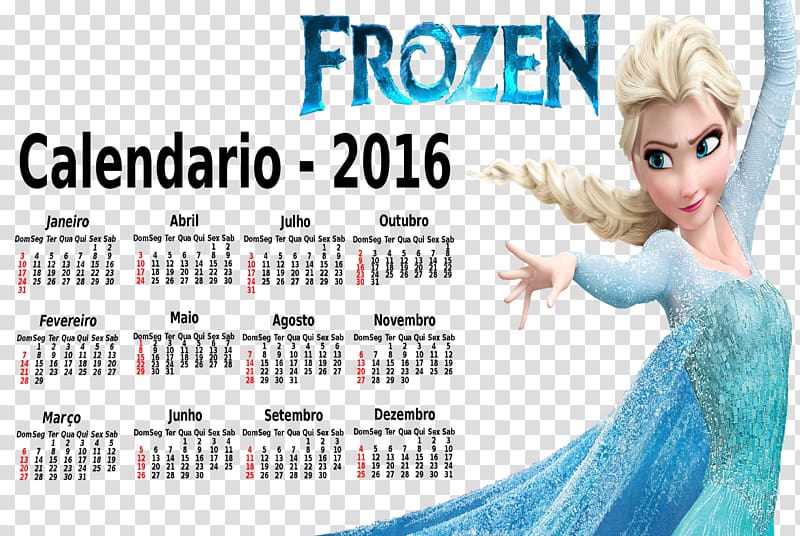 T-shirt Frozen Anna Calendar Elsa, calendario 2018 transparent background PNG clipart