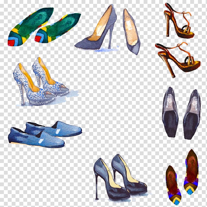 Slipper Shoe High-heeled footwear Illustration, Ms. shoes transparent background PNG clipart