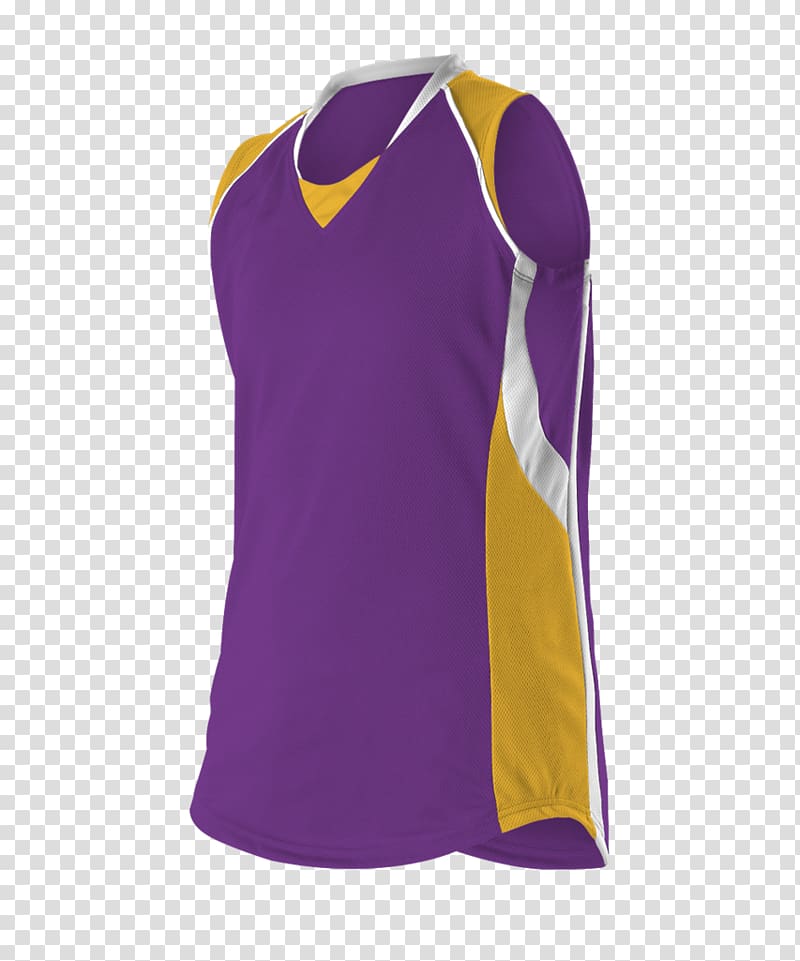 T-shirt Tennis polo Sleeveless shirt, Purple and gold transparent background PNG clipart